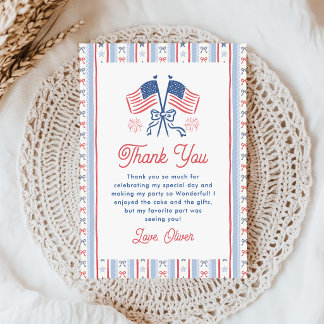 Carte De Remerciements Rouge, Blanc & Bleu 4 juillet 1er Anniversaire