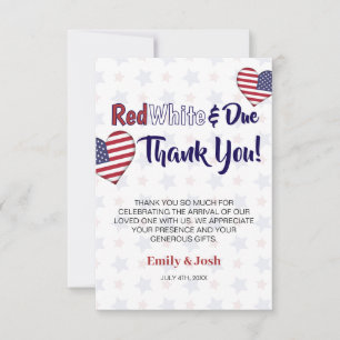 Carte De Remerciements Rouge blanc et 4 juillet Baby shower
