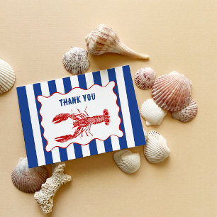 Carte De Remerciements Rouge, Blanc et Bleu Homard Nautical