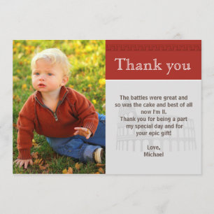 Carte De Remerciements Rouge fait sur commande de photo de gladiateur de
