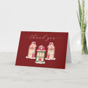 Carte De Remerciements Rouge Mignon Village en pain d'épices Baby Shower 