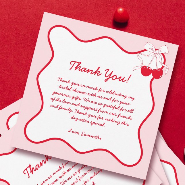 Carte De Remerciements Rouge Rose Cerise Saint-Valentin Remerciements de  (Créateur téléchargé)