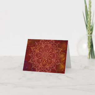 Carte De Remerciements Rouge rouille Mandala Or Glamour Moderne Chic Merc