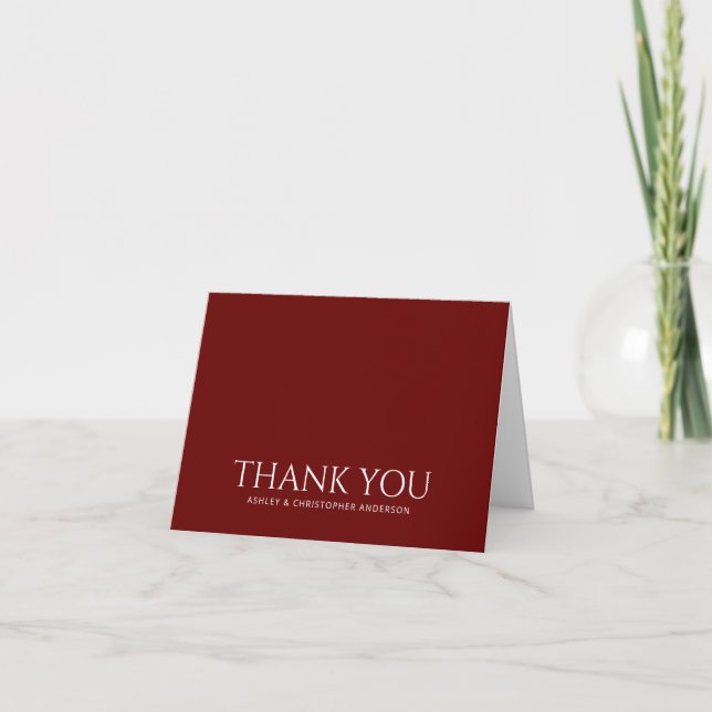 Carte De Remerciements Rouge rubis simple (Devant)