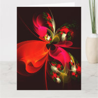 Rouge Vert Floral Moderne Art Abstrait Motif #02