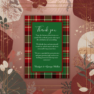Carte De Remerciements rouge vert noir écossais celtique tartan mariage