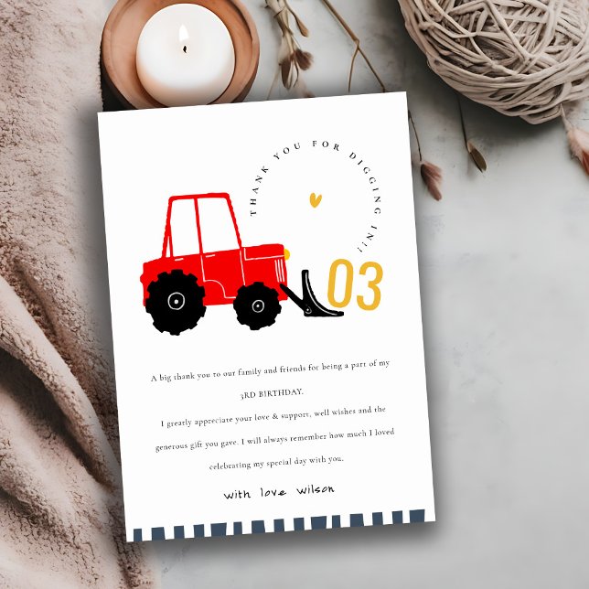 Carte De Remerciements Rouge vif Jaune Pelle Enfants Anniversaire de tout (Créateur téléchargé)