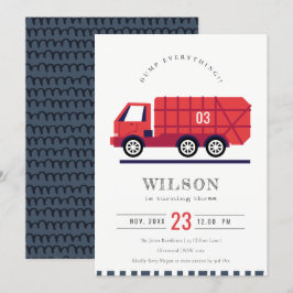 Carte De Remerciements Rouges Garbage Truck Enfants N'importe quel âge An