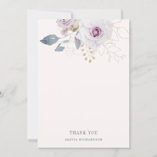 Carte De Remerciements Rougissent le rose et floraux doucement violets