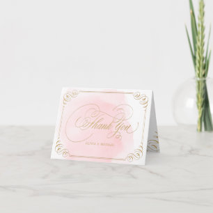 Carte De Remerciements Rougissent l'or le cru qu'élégant de calligraphie