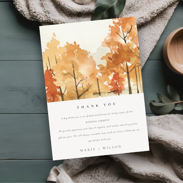 Carte De Remerciements Rouille Orange Jaune Automne Arbre Automne Mariage (Créateur téléchargé)
