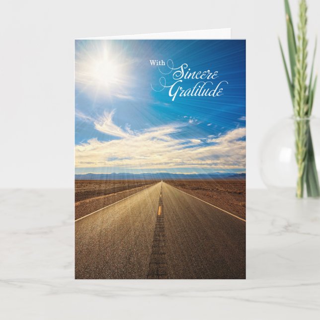 Carte De Remerciements Route sans fin avec ciel bleu vierge (Devant)