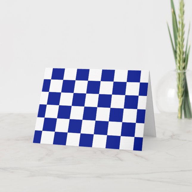 Carte De Remerciements Royal Blue et White À damiers Motif (Devant)