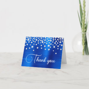 Carte De Remerciements Royal Blue Foil Diamond Confetti 50e anniversaire