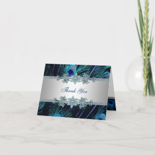 Carte De Remerciements Royal Blue Peacock Thank You