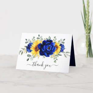Carte De Remerciements Royal Blue Rustic Tournesol Fête des mariées moder
