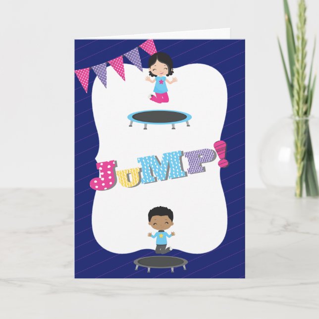 Carte De Remerciements Royal Blue Trampoline fête d'anniversaire (Devant)