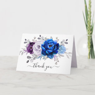 Carte De Remerciements Royal Blue Violet Navy Lilac Fleurs Mariage