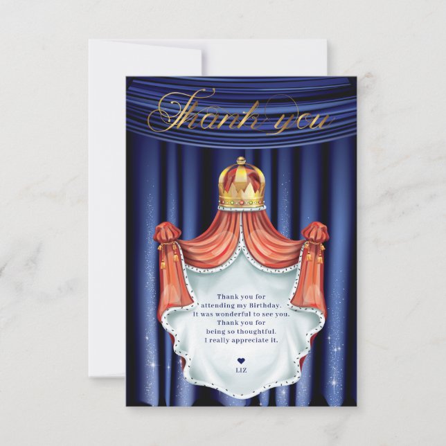 Carte De Remerciements Royal Prince Blue Gold (Devant)