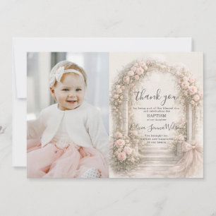Carte De Remerciements Ruban de jardin floral rose Baptême Christening Ph