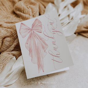 Carte De Remerciements Ruban minimaliste de Baby shower de cabot rose