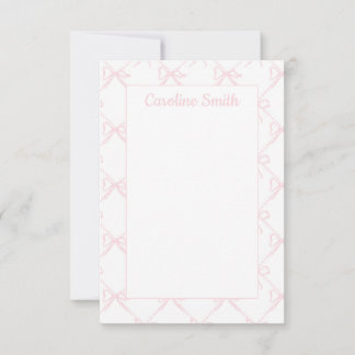 Carte De Remerciements Ruban rose et blanc personnalisé, Bow rose