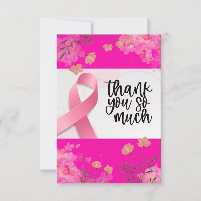 Carte De Remerciements Ruban rose Sensibilisation au cancer du sein avec  (Devant)