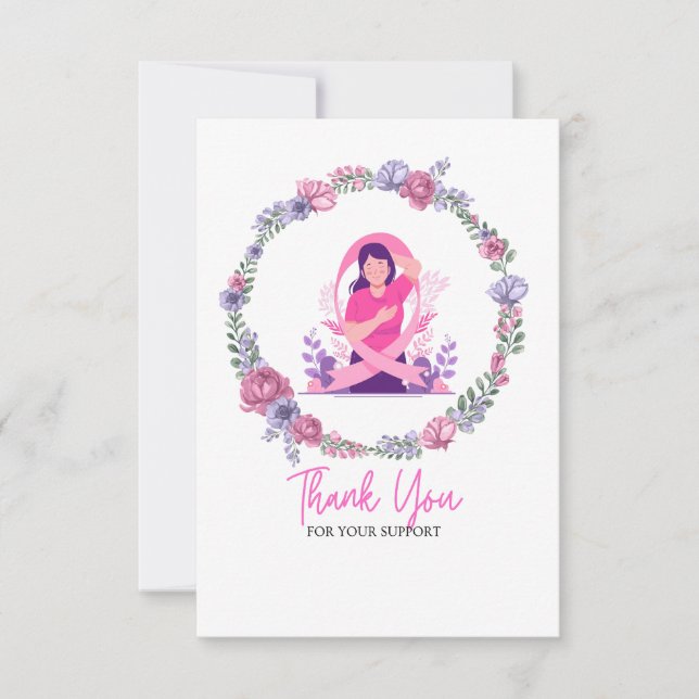 Carte De Remerciements Ruban rose Sensibilisation au cancer du sein avec  (Devant)