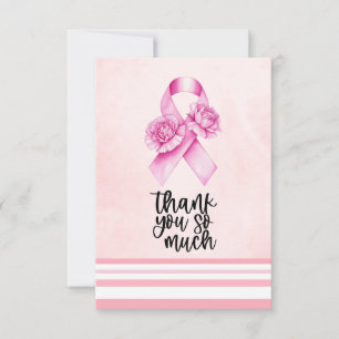 Carte De Remerciements Ruban rose Sensibilisation au cancer du sein avec 