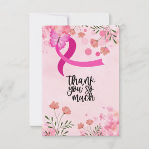 Carte De Remerciements Ruban rose Sensibilisation au cancer du sein avec 