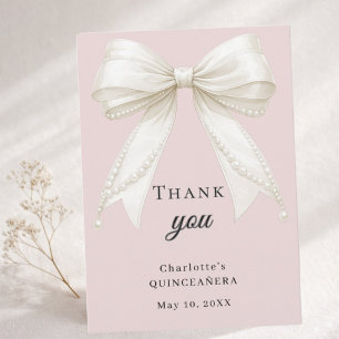 Carte De Remerciements Rubans pour Quinceanera poussiéreux rose saumon iv