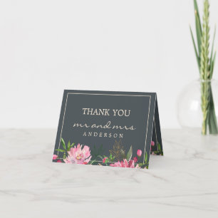 Carte De Remerciements Ruby Pink Peony Floral Mariage Photo