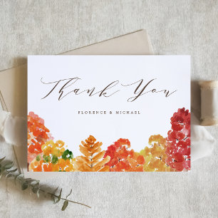 Carte De Remerciements Russe aquarelle Mariage de automne forestier d'aut