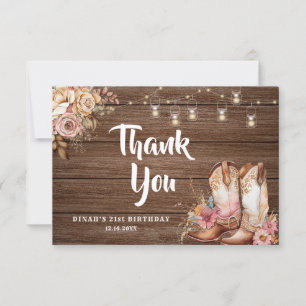 Carte De Remerciements Russe Country Boots Cowgirl Floral Anniversaire