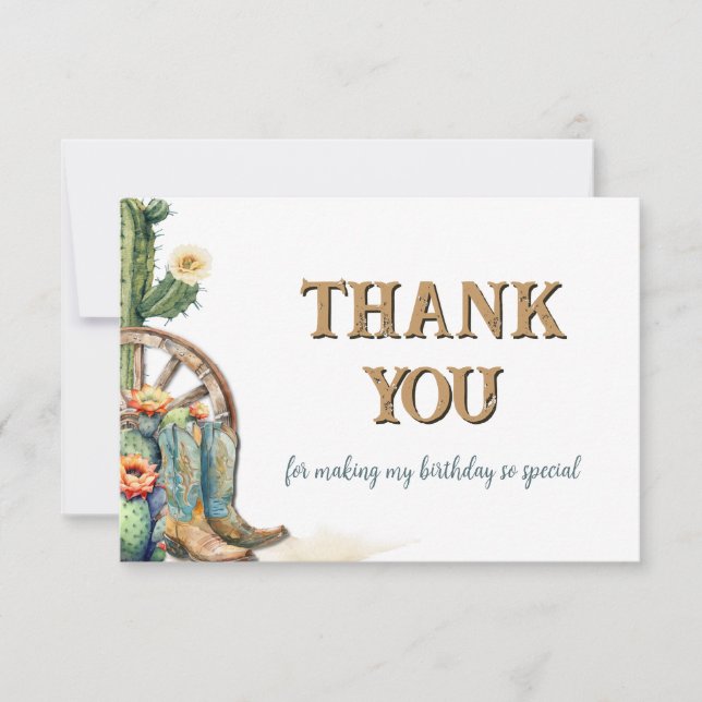 Carte De Remerciements Russe Floral Cactus Country Cowgirl Anniversaire (Devant)