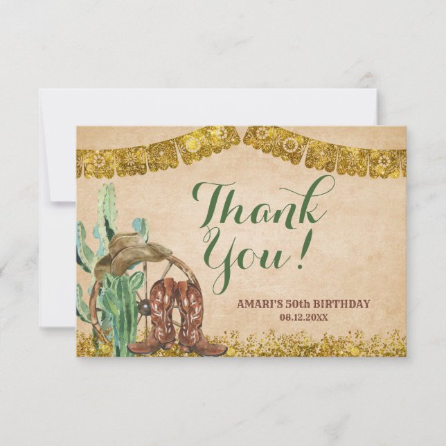 Carte De Remerciements Russe Sud-Ouest espagnol Cowboy Anniversaire (Devant)