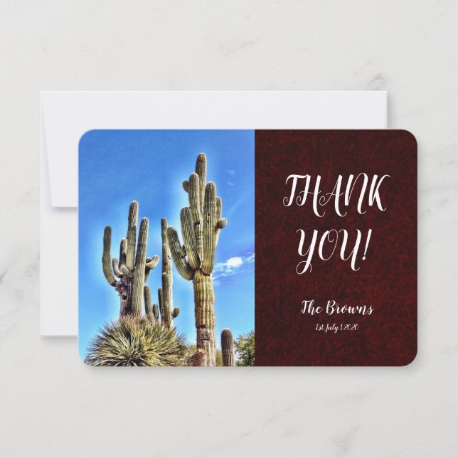 Carte De Remerciements Russe Sud-Ouest Saguaro Cactus Mariage (Devant)