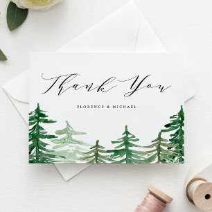 Carte De Remerciements Russe Watercolor Forest Mariage de bois