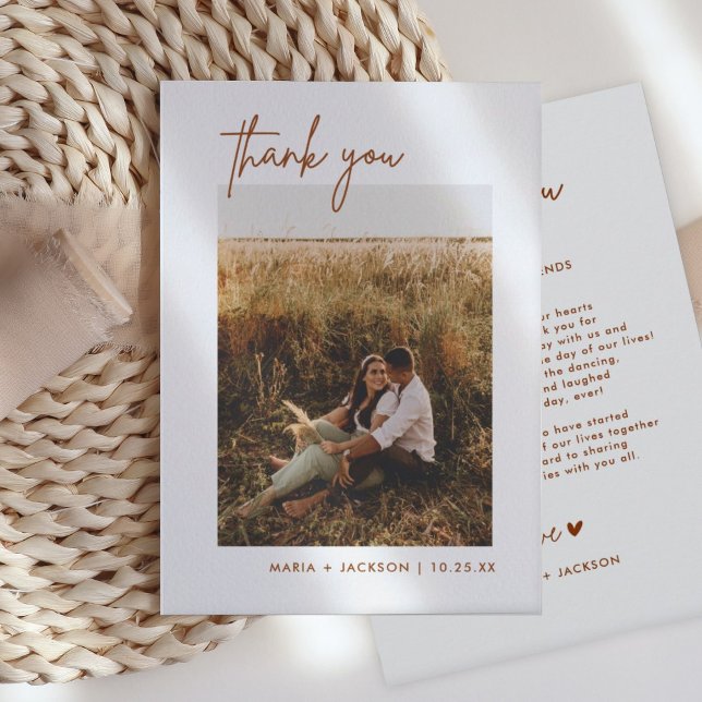 Carte De Remerciements Rust Earthy Photo Wedding Thank You Cards (Créateur téléchargé)