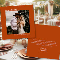 Rust Orange Love Thanks Photo & Note Mariage