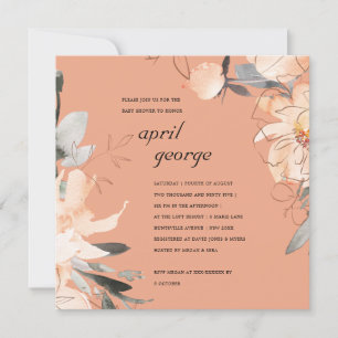 CARTE DE REMERCIEMENTS RUST TERRACOTTA BROWN BABY SHOWER FLORAL INVITATIO