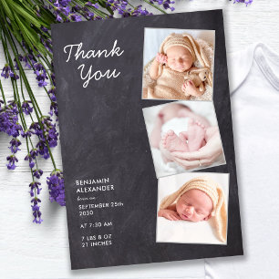 Carte De Remerciements Rustic 3 Photo Nouveau Baby Chalkboard Douche