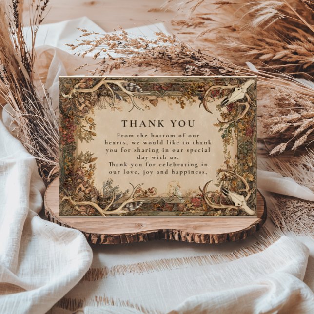 Carte De Remerciements Rustic Antler Autumn Wedding (Créateur téléchargé)