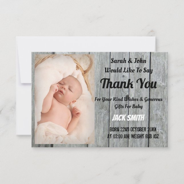 Carte de remerciements Rustic Baby (Devant)