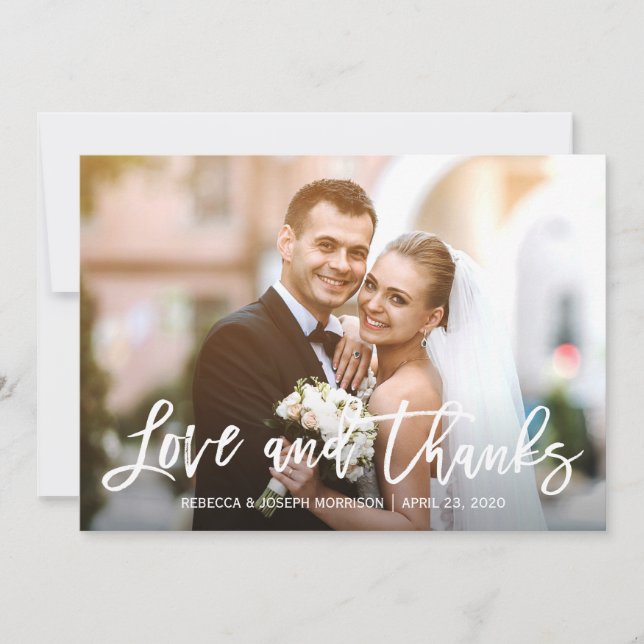 Carte De Remerciements Rustic Baby's Breath Love and Thanks Mariage Photo (Devant)