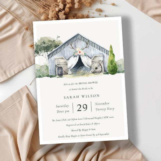 Carte De Remerciements Rustic Barnyard Farm thème Fête des mariées Invita (Créateur téléchargé)