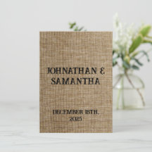 Rustic Burlap Wedding Thank You Card – Personalize