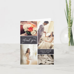 Carte De Remerciements Rustic Chalkboard Photo Collage Mariage