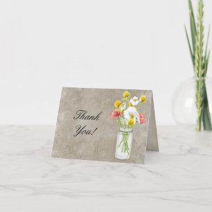 Carte De Remerciements Rustic Country Mason Jar Bouquet Cracklls