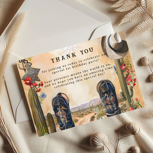 Carte De Remerciements Rustic Cowboy 1st Rodeo Birthday (Créateur téléchargé)